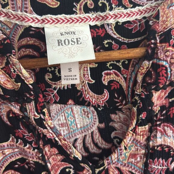 Knox Rose boho dress, paisley print on black, Small - Picture 5 of 11